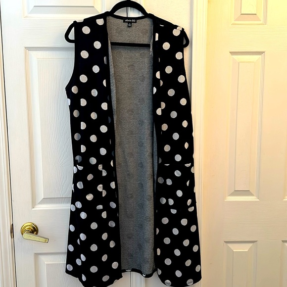 Women’s Olivia Blu Polka Dot Sleeveless Duster/Kimono Oversized Small - Picture 1 of 5